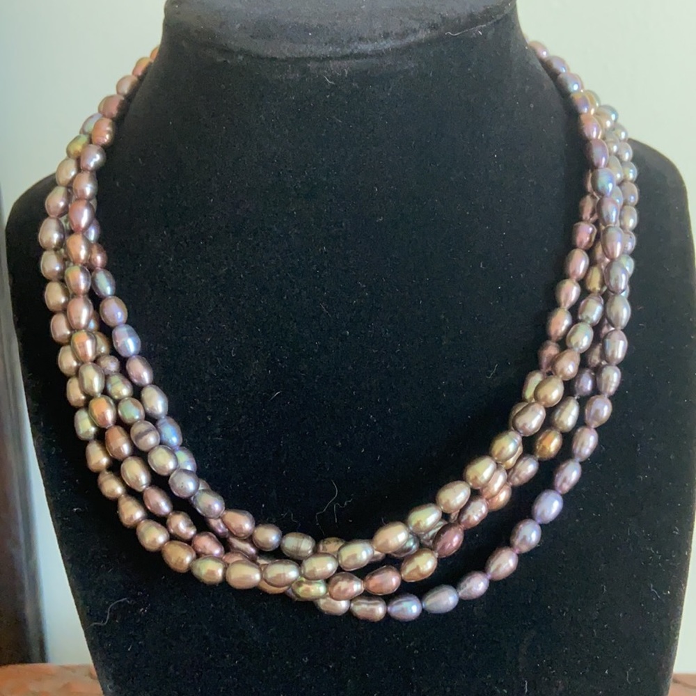 Purple MultiColor Beaded Vintage 4 Strand Necklace - Picture 5 of 5